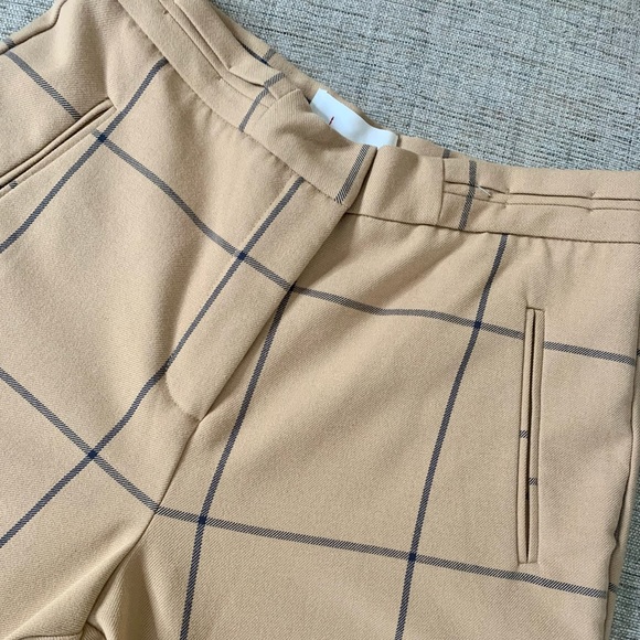 💫HP‼️💫 NEW ANTHROPOLOGIE “Sable” Windowpane Trousers in Tan, Size 8 - Picture 5 of 7
